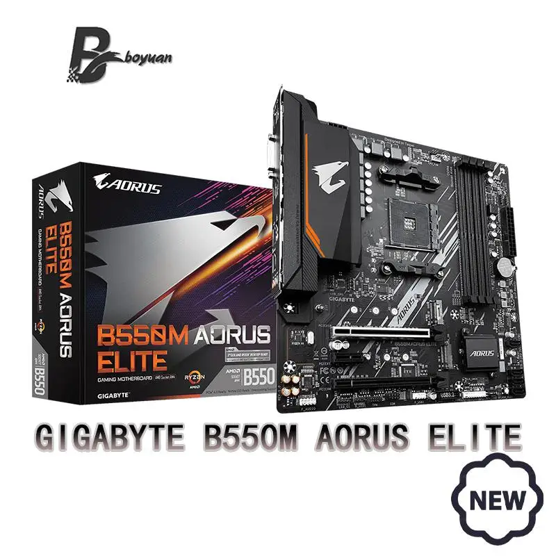 GIGABYTE GA B550M AORUS ELITE 데스크탑 CPU 마더보드 소켓, B550 DDR4 128G 4000(OC)MHz M.2 지지대 AMD Ryzen R5 R7 R9, 신제품