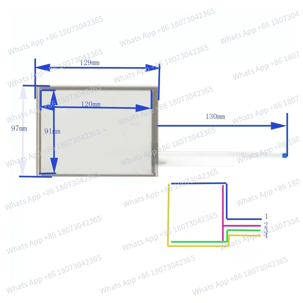 

5,7-дюймовый 129*97 мм промышленный сенсорный универсальный AA1015-57 навигационный внешний экран рукописного ввода стекло четырехпроводное сопротивление