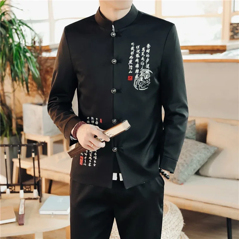 2 Piece Suits / Fashion Style Men\'s Casual Boutique Stand Collar Chinese Linen Suit Jacket Trousers