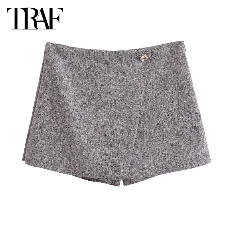 TRAF Autumn Outfit 2024 Skirts Set For Women 2 Pieces Cropped Blazer Outerwears High Waist Skirt Pants Elegant Lady Shorts Set