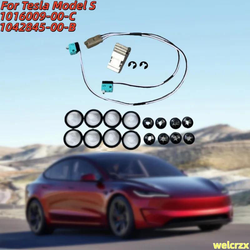 For Tesla Model S Door Handle Repair Kit Microswitch Harness Handle Paddle with Door Panel Clips 1016009-00-C 1042845-00-B