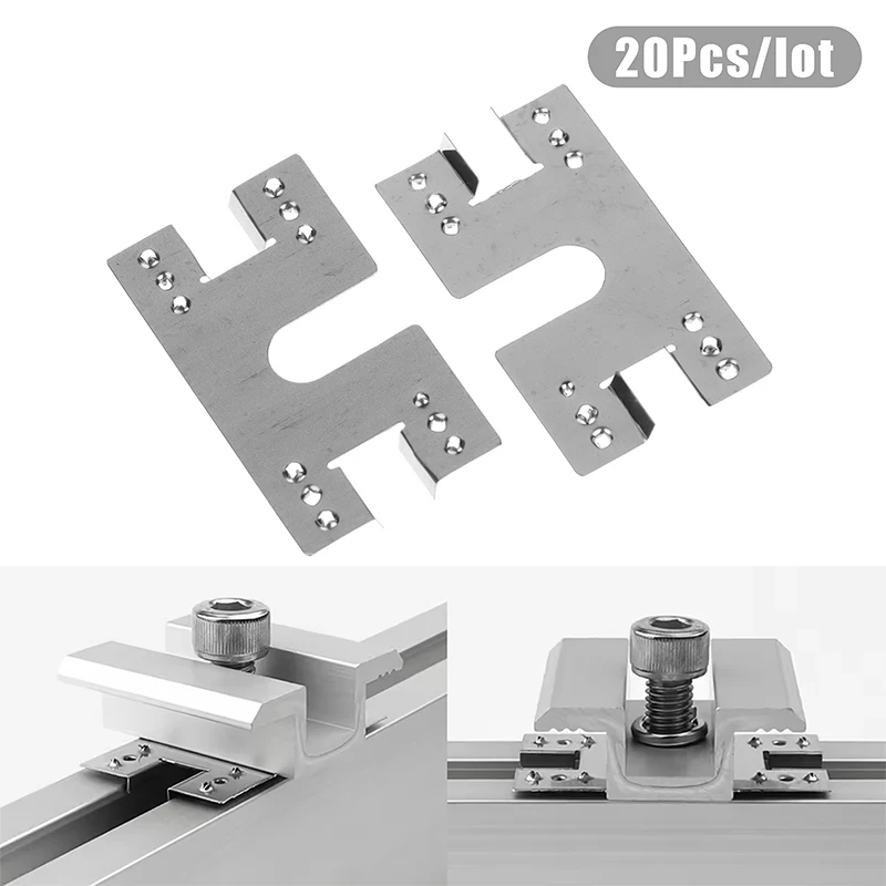 20Pcs Solar Panel Grounding Clip Washer Spacer 28x50mm Photovoltaic Conductive Sheet Puncture Gasket