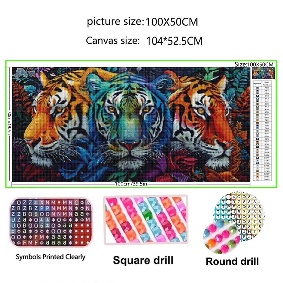 Fantasy Three Jungle Flowers Tiger DIY 5D Diy Diamond Painting Large Full Square/Round Mosaic Diamond Embroidery Sale