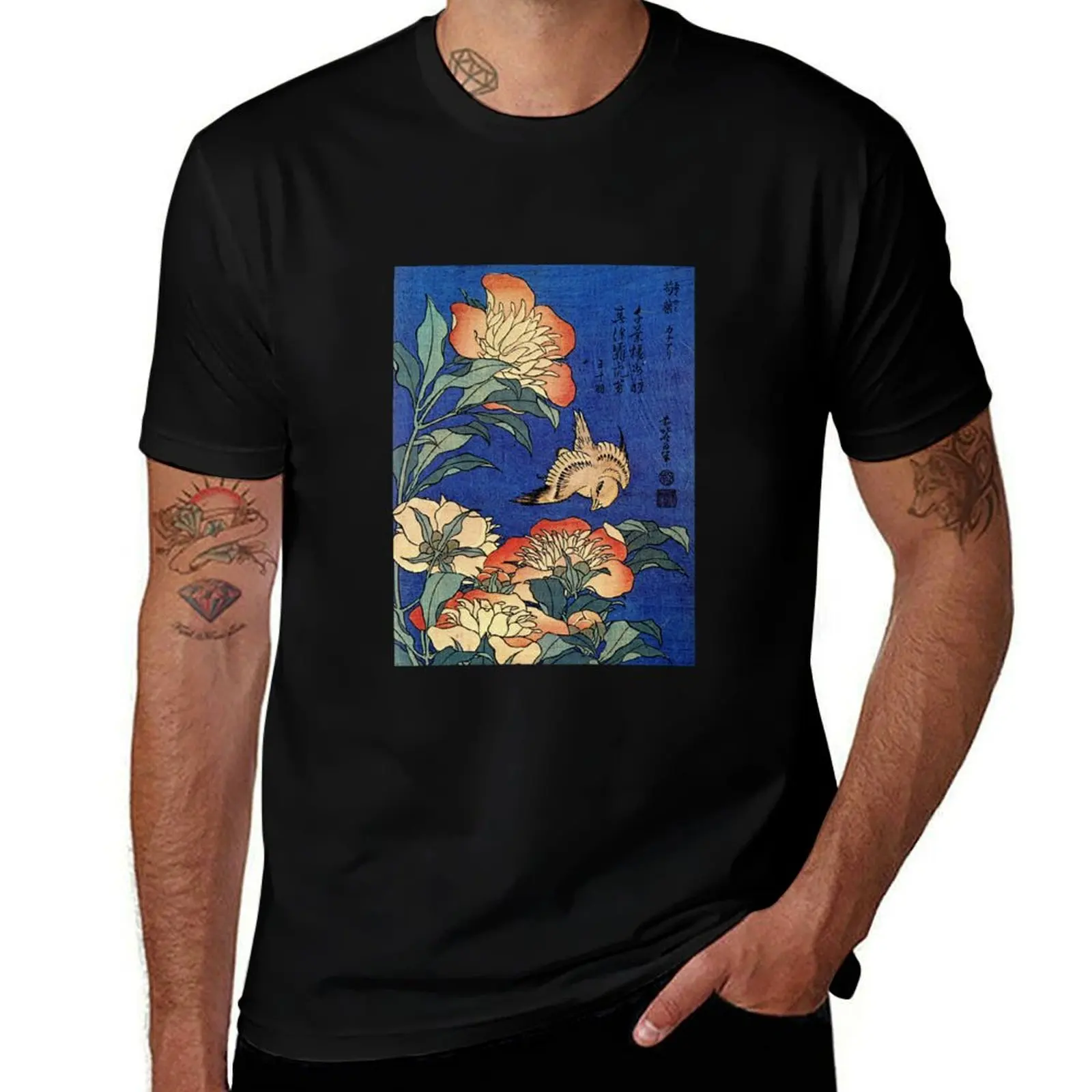 

T-Shirt by shirts shirt cotton cotton t (Reproduction) pack T-Shirt Flowers' Hokusai t man Katsushika