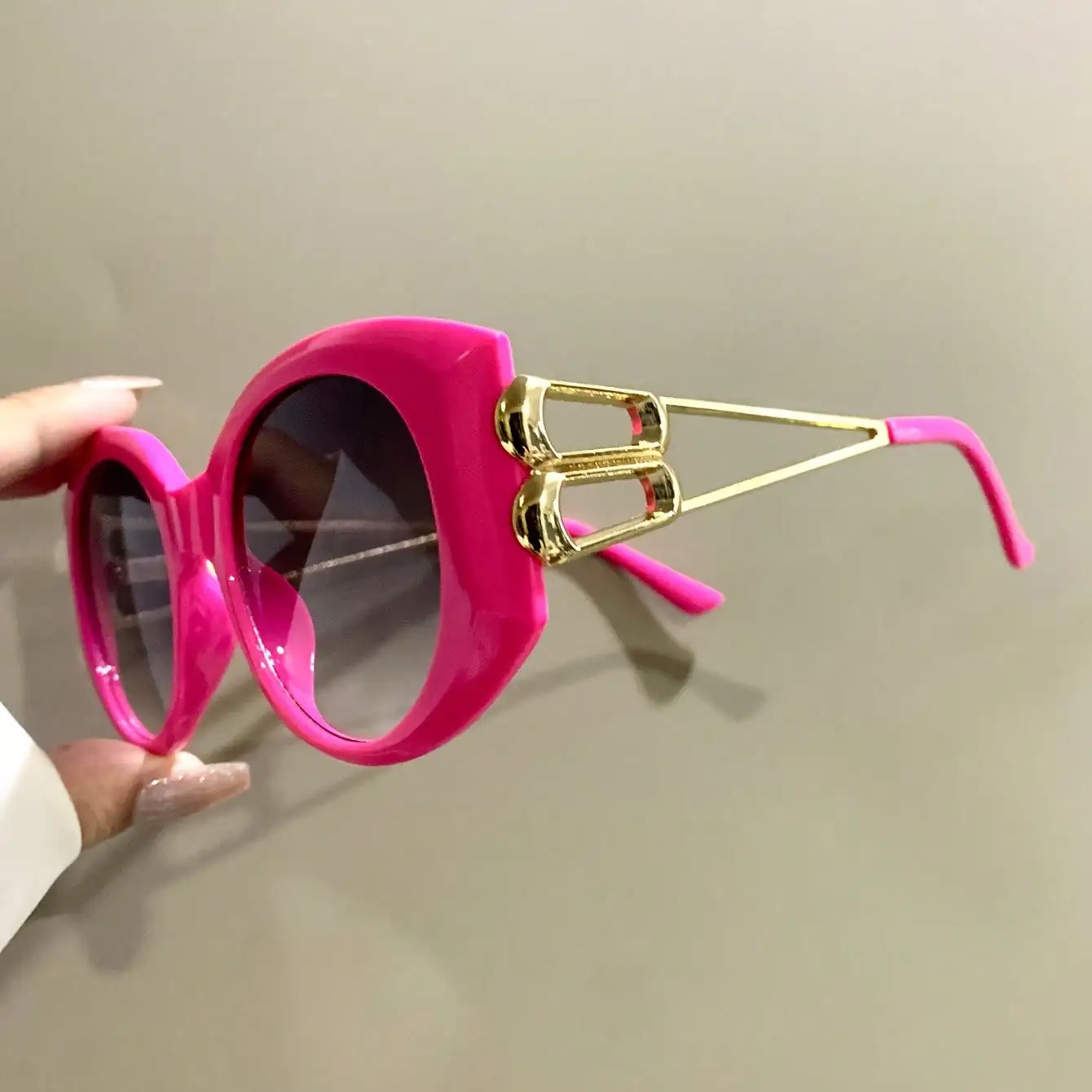

Large Frame Round Glasses, Fashion Decorative Eyeglasses, Hollowed Metal Frame Legs Eyeglasses For Men And Women