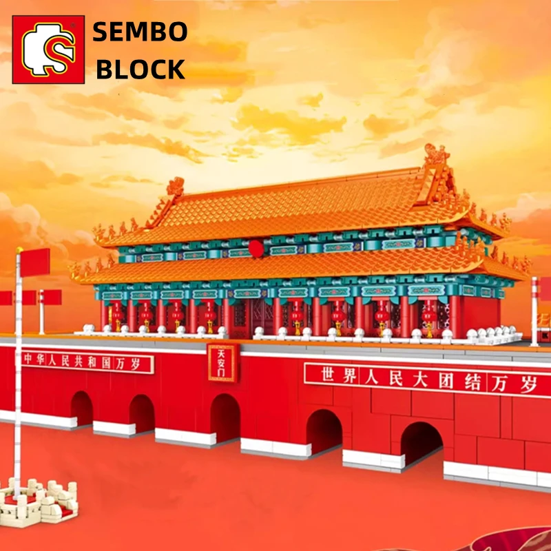 SEMBO Tian’anmen building blocks large size Ornamental column model desktop ornaments decoration children’s toys gifts