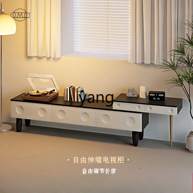 LLMMM telescopic TV cabinet living room household small apartment storage integrated multi-function