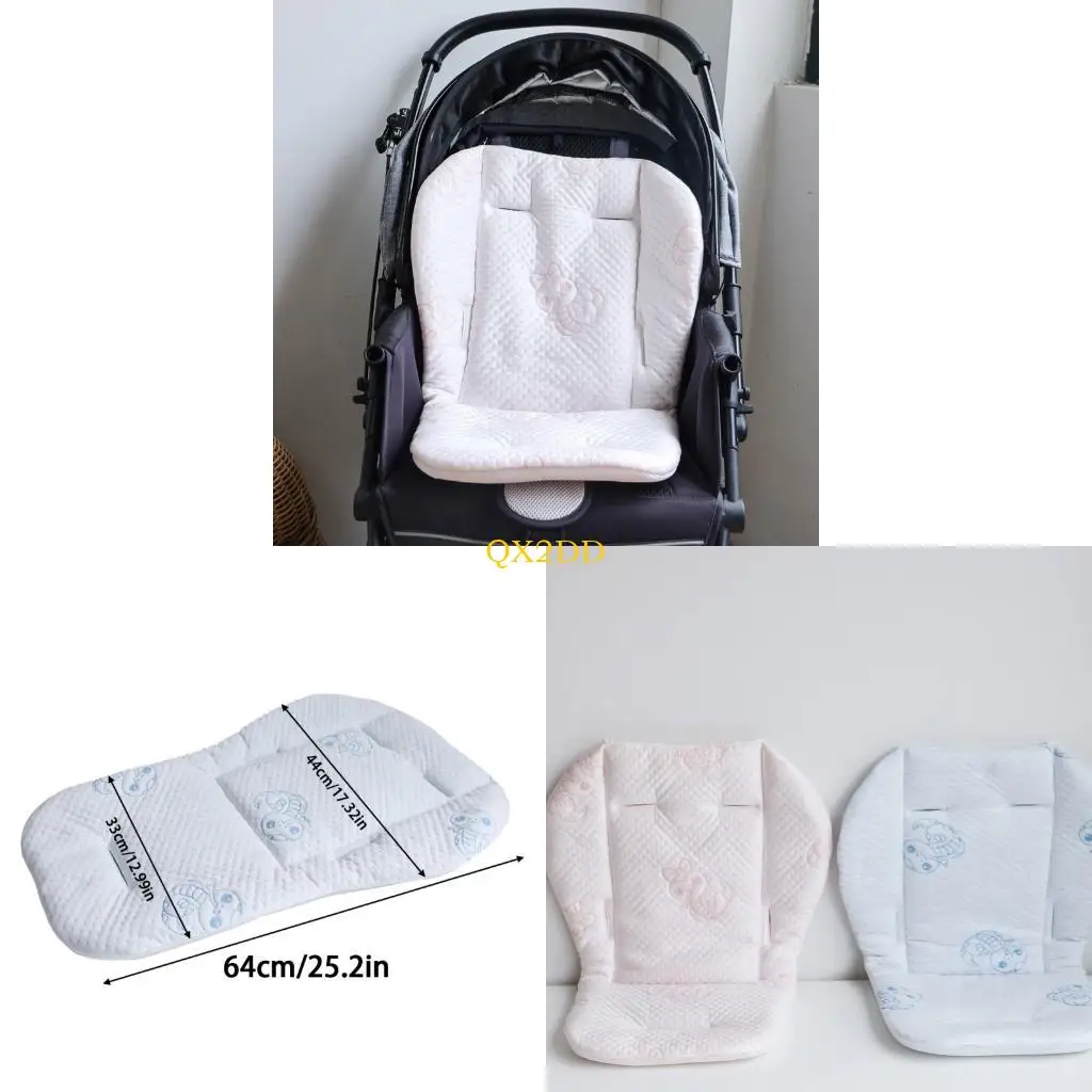 QX2D Multipurpose Infant Strollers Insert Soft Fabric Nonslip Cushion Machine Washable for Travel Support