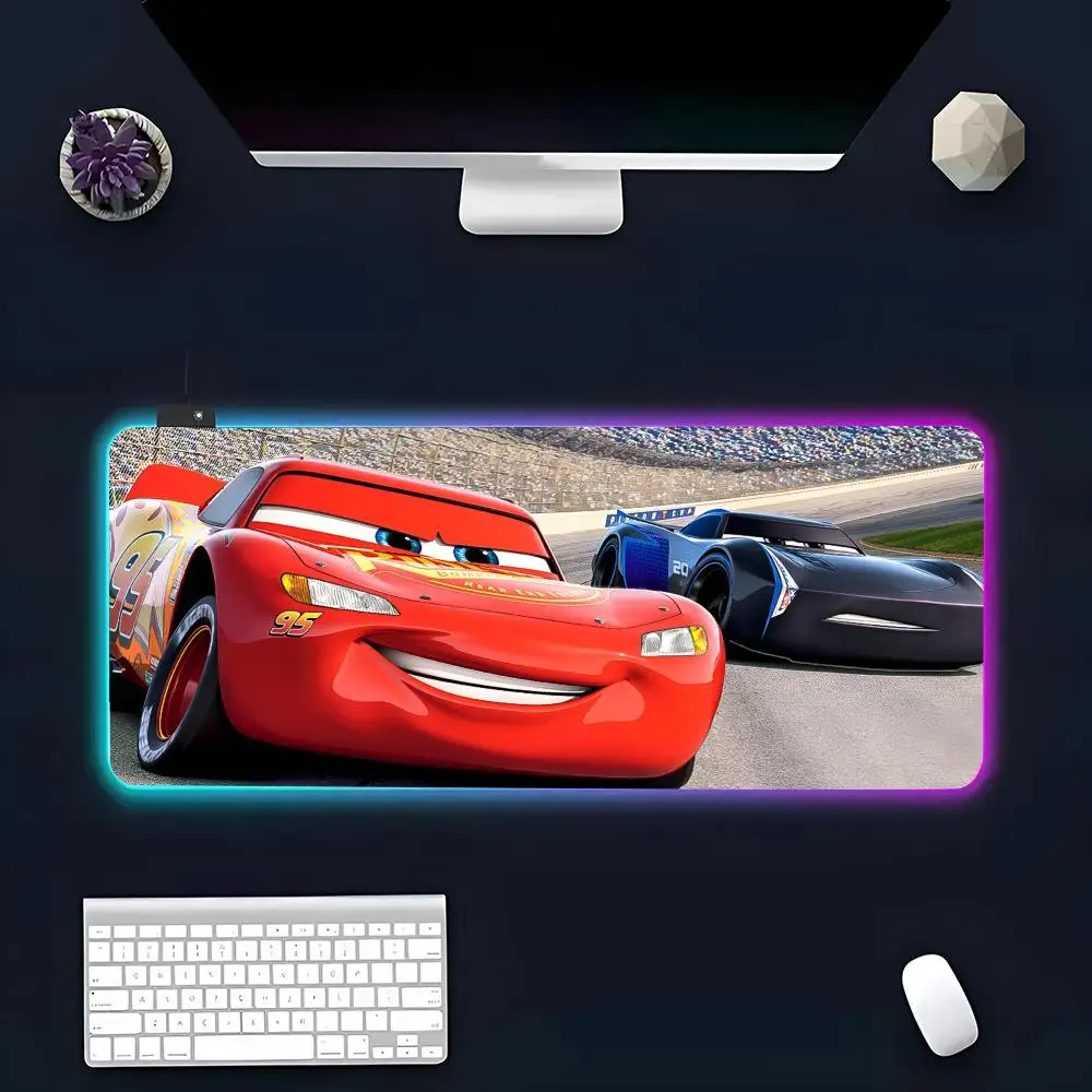 Lightning McQueen Cars Mouse Pad All White Large Size Mouse Pad RGB Glow Personality Picture Custom PC Table Mat Carpet Mat