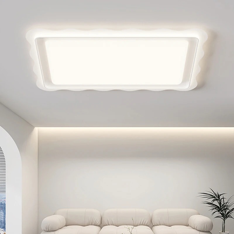Cream Style Living Room Ceiling Lamp Modern Eye Protection And Dustproof Wavy Study Room Main Lamps Simple Indoor Lighting Lamps