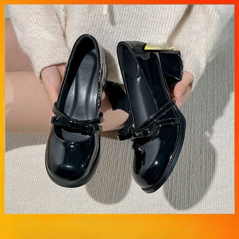 2026 New Heel Mary Janes Square Toe Square Heel Hot Sale Ladies Shoes New Solid Butterfly-knot Fashion Pumps view 6