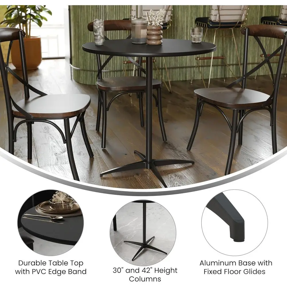 30 طاولة كوكتيل خشبية مستديرة مع 30-42 عمودًا قابل للتعديل