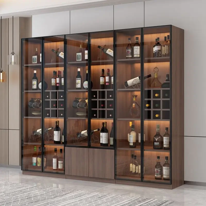 Light luxury wine cabinet, modern and simple, wall living room glass door display cabinet, small high-end household storage