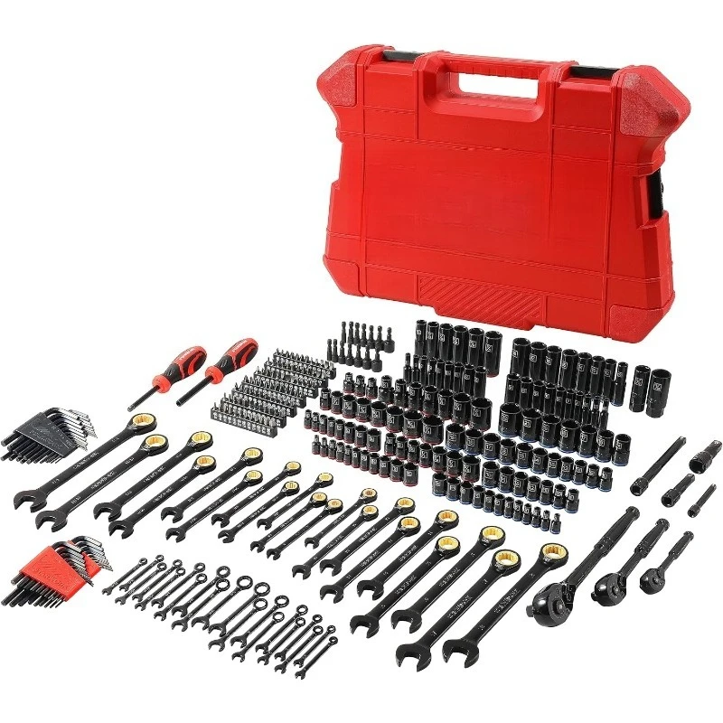 Conjunto de ferramentas mecânicas TRUE MECHANIC de 303 peças, chave de catraca 120T, profissional, SAE/métrica