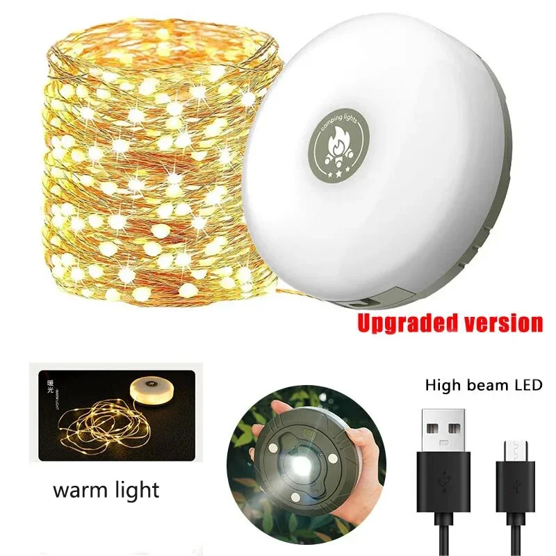 4-in-1 Camping Licht LED Reel String Lichter Outdoor USB Camping Lampe Recycelbar LED Nachtlicht Für Garten zelt Zimmer Dekor