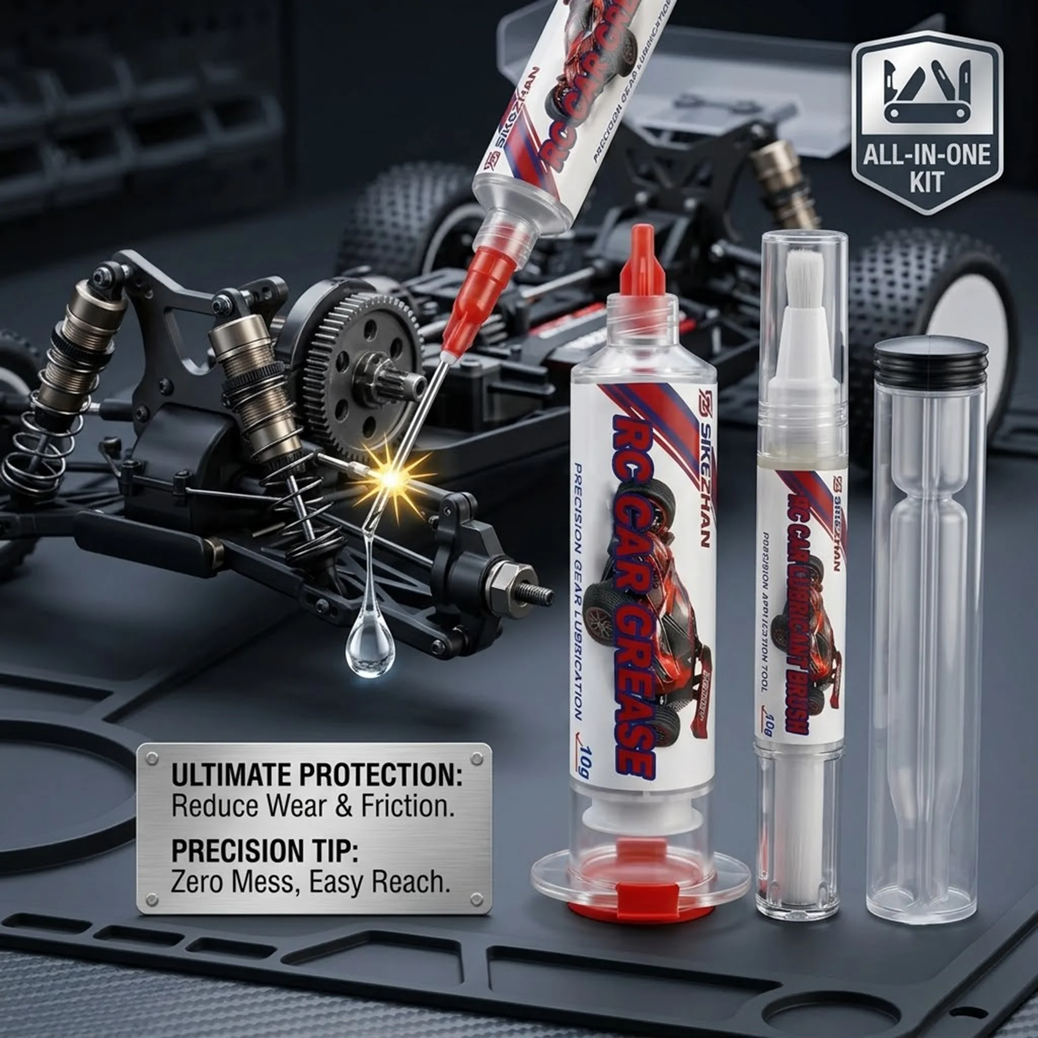 Universelles RC-Auto Schmieröl & Fett Pinselstift-Set Präzisionsapplikation Rostschutz für RC-Modellfahrzeuge Upgrades