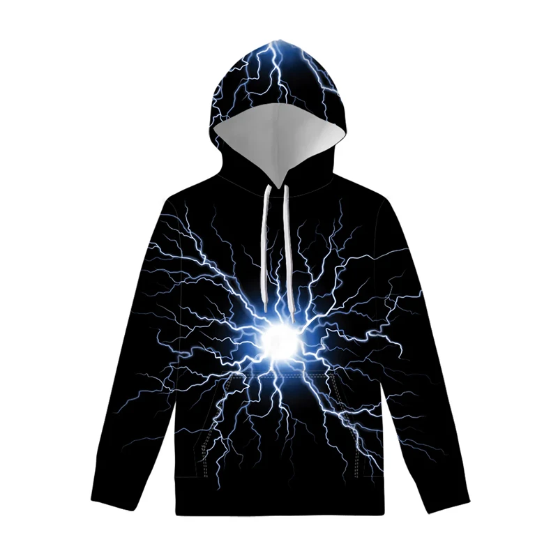 New Fashion Lightning 3D Print Hooded Spring Autumn Clothing Harajuku Pullovers Sweatshirt Casual Stree Sports GYM Hoodies 2024