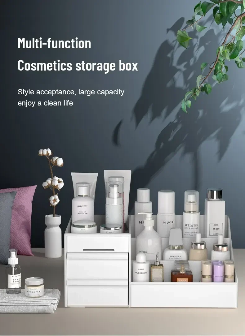 Schubladenförmige Aufbewahrungsbox aus Kunststoff für den Schreibtisch, Behälter für Kosmetik und Hautpflege im Studentenwohnheim, für Make-up, Büro- und Schreibwaren. – Detail 1