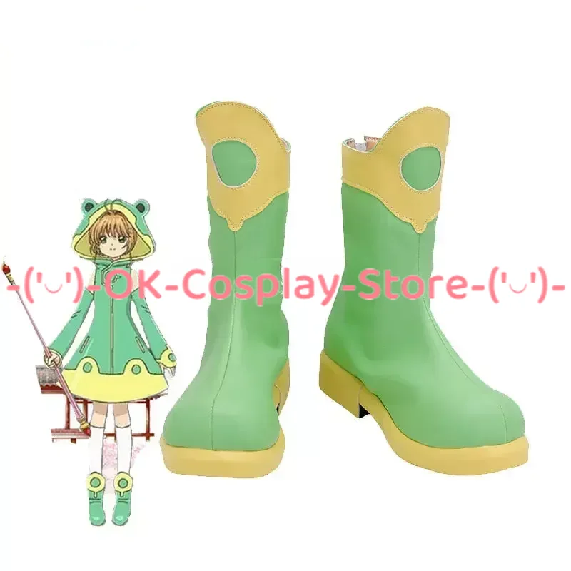 Anime Card Captor Sakura Sapatos Cosplay, PU Halloween Carnival Botas, Cosplay Props, Custom Made