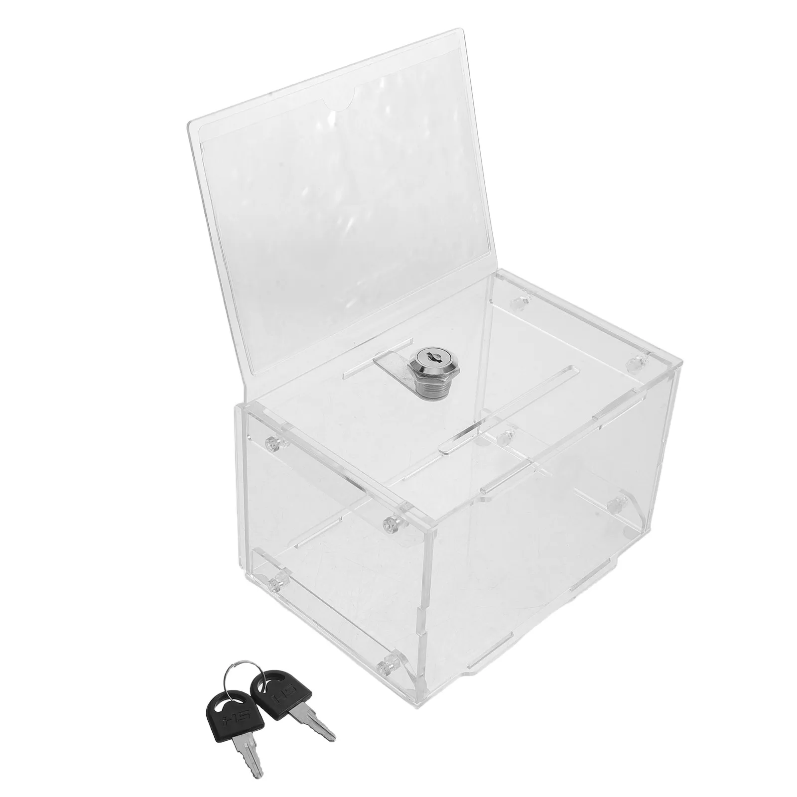 Clear Acrylic Ballot Slot 9x6x6 Transparent Donation Collection Suggestion Money Raffle Office Event Clear Ballot Box