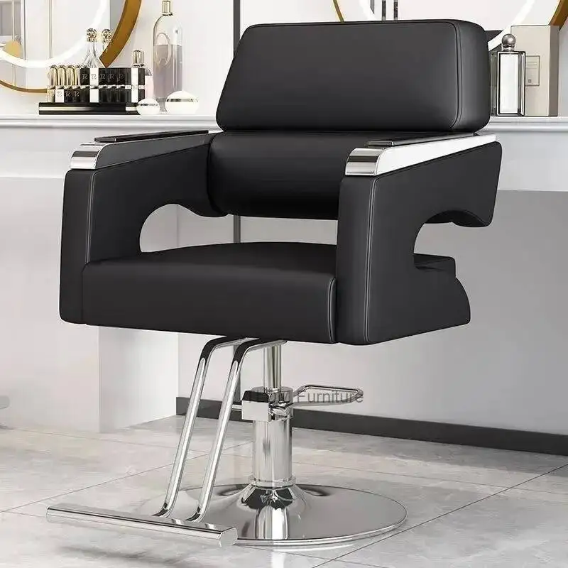 

Минималистичное вращающееся парикмахерское кресло класса люкс с удобной подставкой для ног, профессиональное современное кресло для салона красоты
