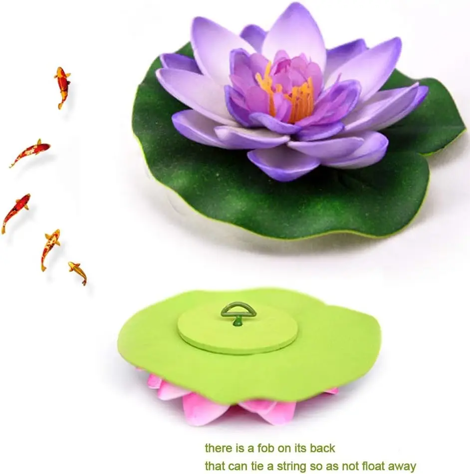 6/12 Pcs Large Floating Lotus Flowers-15cm Realistic Lotus Flowers with Artificial Lily Pads,Floating Artificial Decor Fountain