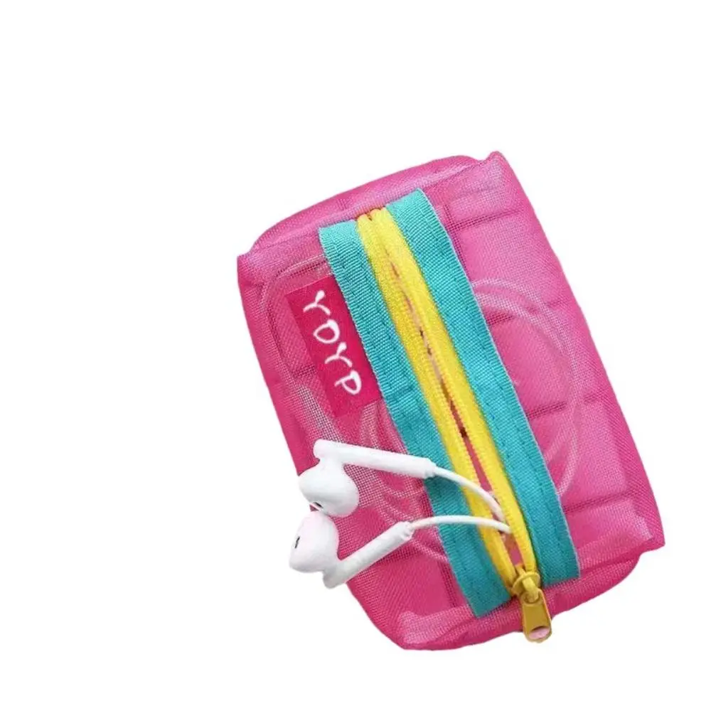 New Portable Zipper Pouch Transparent Coin Purse Mesh Storage Bag File Bag Cosmetic Bag Lipstick Bags