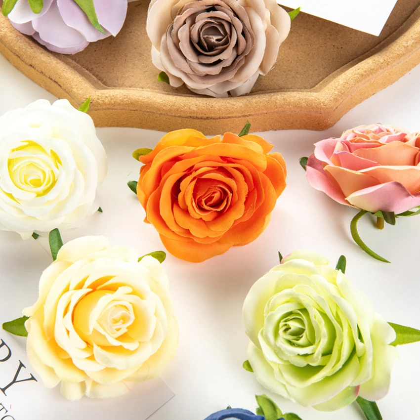 100pcs Silk ArtificialFlower Rose Christmas Home Festival party Decor Wedding bridal bouquet Outdoor Garden Diy Gift Box Hotsale