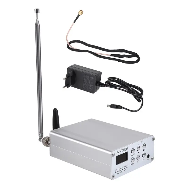 

A99E-Стерео FM-передатчик, передатчик среднечастотного диапазона AM, беспроводной аудиопередатчик Bluetooth с антенной AM, вилка стандарта ЕС