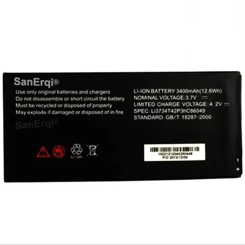 

3.7V 3400mAh Li3734T42P3hC86049 battery For ZTE V9 V9e T9 V9C V9+ V9A Battery