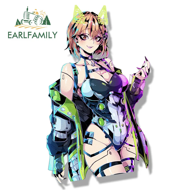 EARLFAMILY Bunny Annjelife Fanart Car Sticker Hot Cartoon Sketch Waifu Decal Chibi Big Head Peek Girl Graffiti Anime Stickers view 4