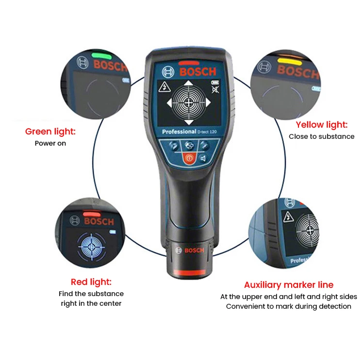 Bosch D-Tect 120 10.8V batteria al litio Multi-Detector pareti in mattoni cartongesso cemento metallo filo di legno Scaner idraulico