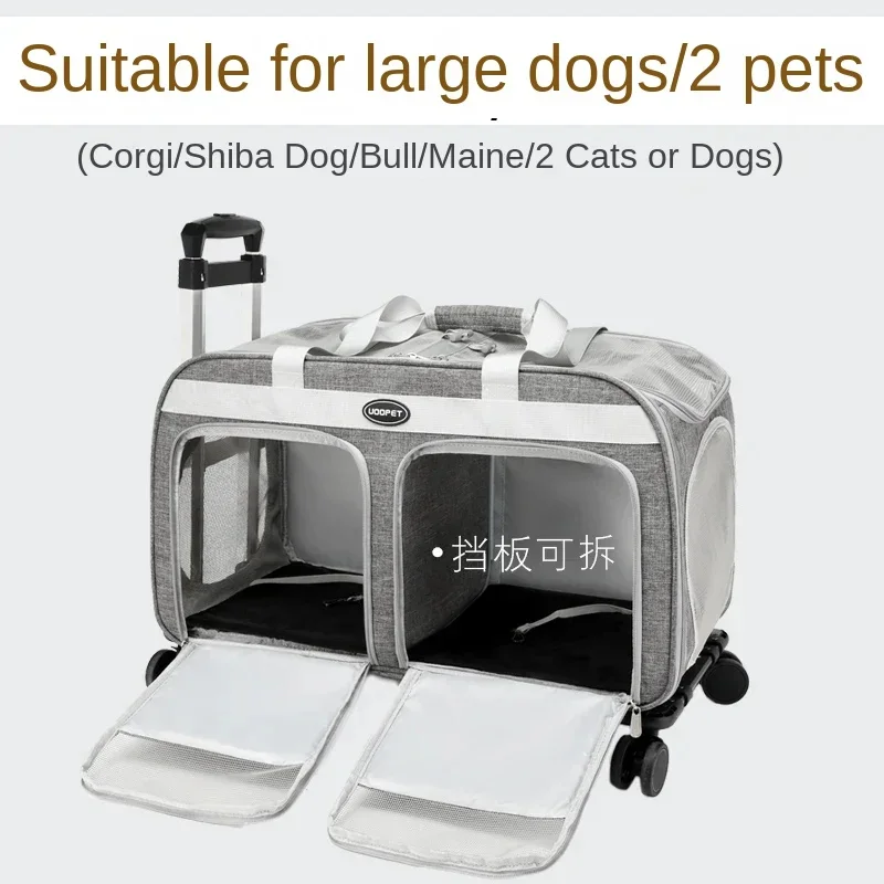 Cat Carrier Dog Carrier with Wheels Large Capacity Collapsible Breathable Outdoor Pet Carrier with Large Pockets Travel