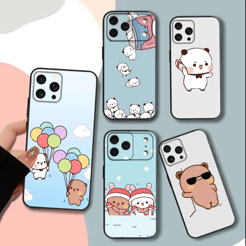 Casing HP C-Cartoon BUBU Lucu DUDU-es Untuk iPhone 15,13,16,12,11,17,14,Plus,Pro,Max,XS,XR,X,SE,Mini, Bahan Silikon Lembut Warna Hitam