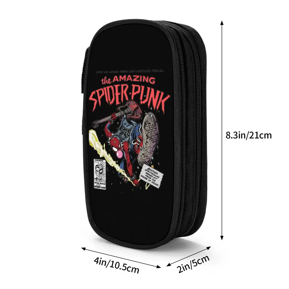 Spider-Man Punk เพลงดินสอกระเป๋าดินสอกล่องปากกาเด็กขนาดใหญ่กระเป๋าสํานักงานเครื่องสําอางค์อุปกรณ์เสริม