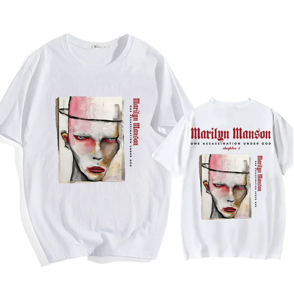 Marilyn Manson One Assassination Under God Charter 1 T-shirt 2025 European Tour Print Men Women Tshirt Cotton Short Sleeve Shirt