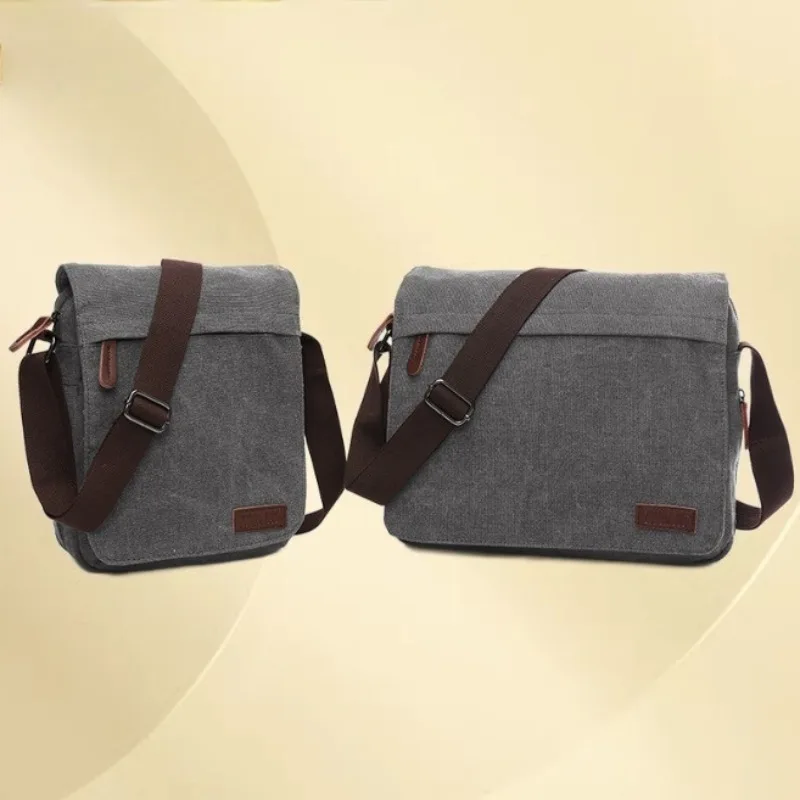 

Винтажная холщовая сумка-мессенджер для мужчин, однотонная сумка через плечо с пряжкой, корейская простая повседневная сумка-рюкзак