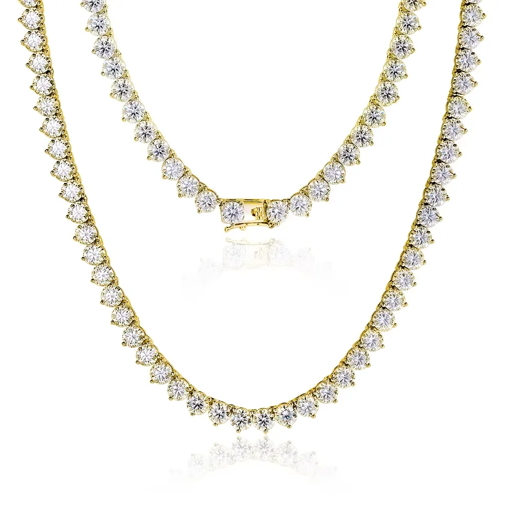 KNOBSPIN 3 klauw D VVS1 Moissanite tennisketting 3/4/5 mm GRA gecertificeerde Lab Diamond Solid s925 zilveren GRA ketting voor vrouwen man