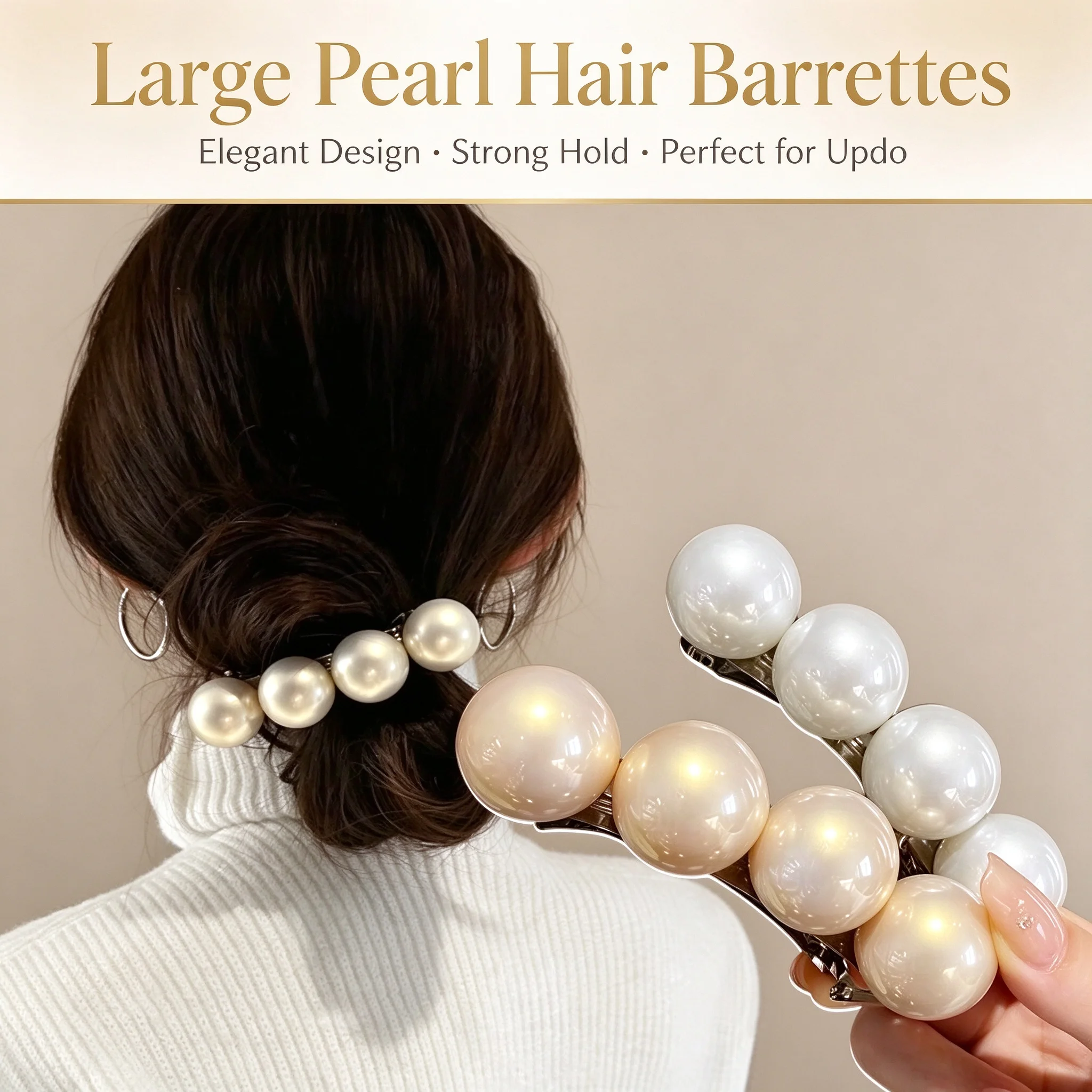 Große Größe Imitation Perle Haar Clips Für Frauen Mädchen Haar Styling Haarnadeln Haar Seite Klemme Barrettes Mode Haar Zubehör – Detail 2