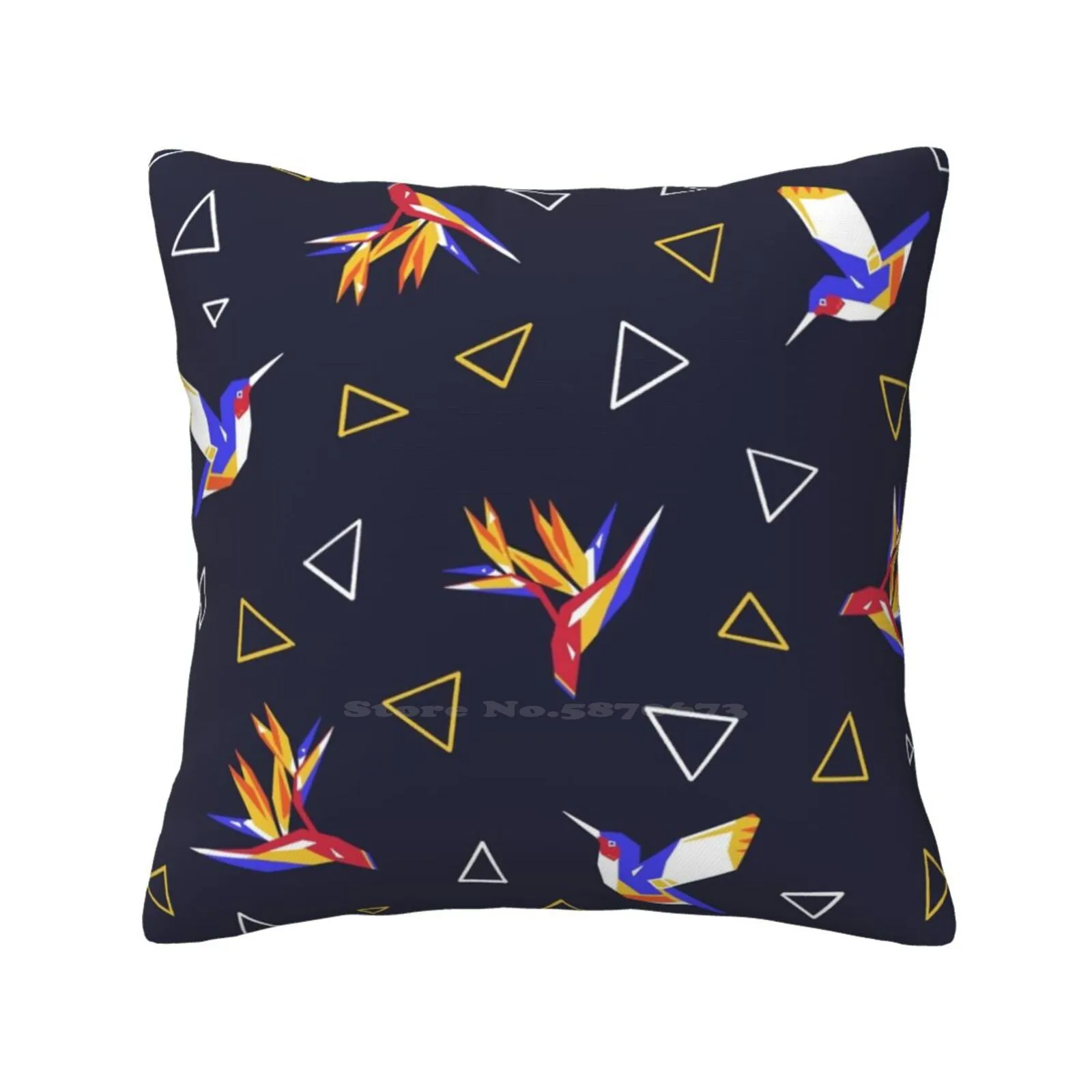 Birds Of Paradise Home Sofa Car Cushion Cover Pillowcase Paradise Hummingbird Birds Tropical Lush Luxe Geometric Feminine Pink