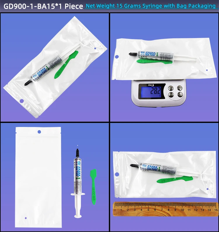 Nettogewicht 1/3/7/15/30 Gramm Grau GD900-1 Wärmeleitende Fettpaste Gips Kühlkörperverbindung für CPU GPU SSY BX CB CN ST – Detail 20