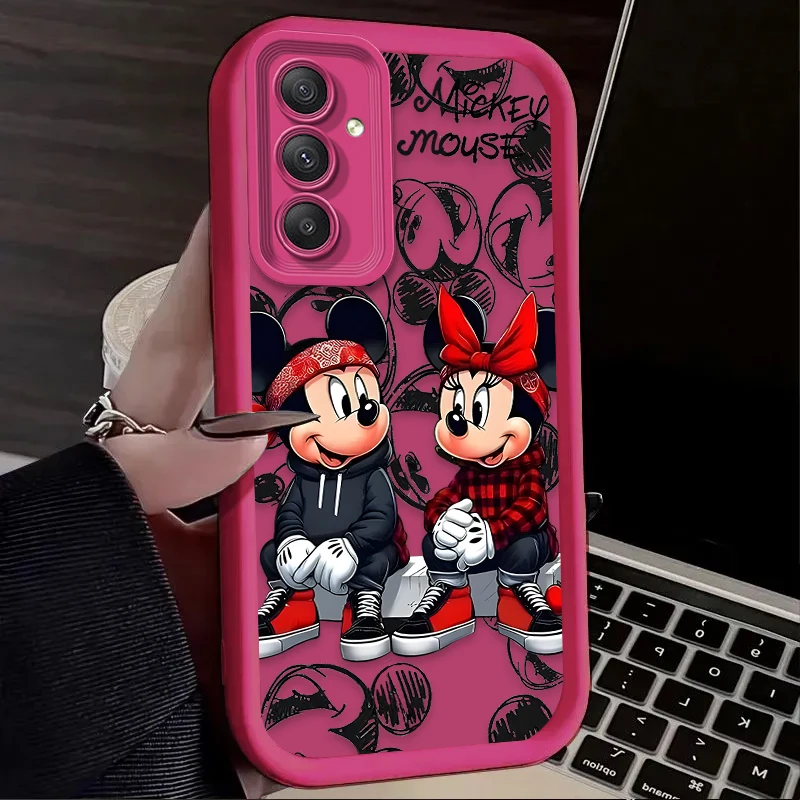 Funda de lujo Disney Mickey Minnie para Samsung Galaxy S25 S24 S23 Ultra S22 S21 Plus FE 5G A54 A34 A14 A73 A53 A33 5G funda suave