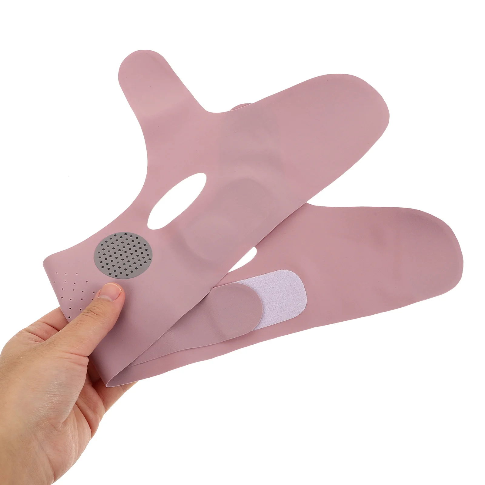 حزام رفع الذقن الأرجواني على شكل حرف V، حزام خط الوجه قابل لإعادة الاستخدام وقابل للتنفس ومخفض الذقن المزدوج لشد الوجه