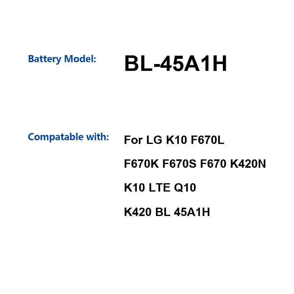 

Аккумулятор мобильного телефона BL-45A1H 2300 мАч для LG K10 F670L F670K F670S F670 K420N Lte Q10 K420