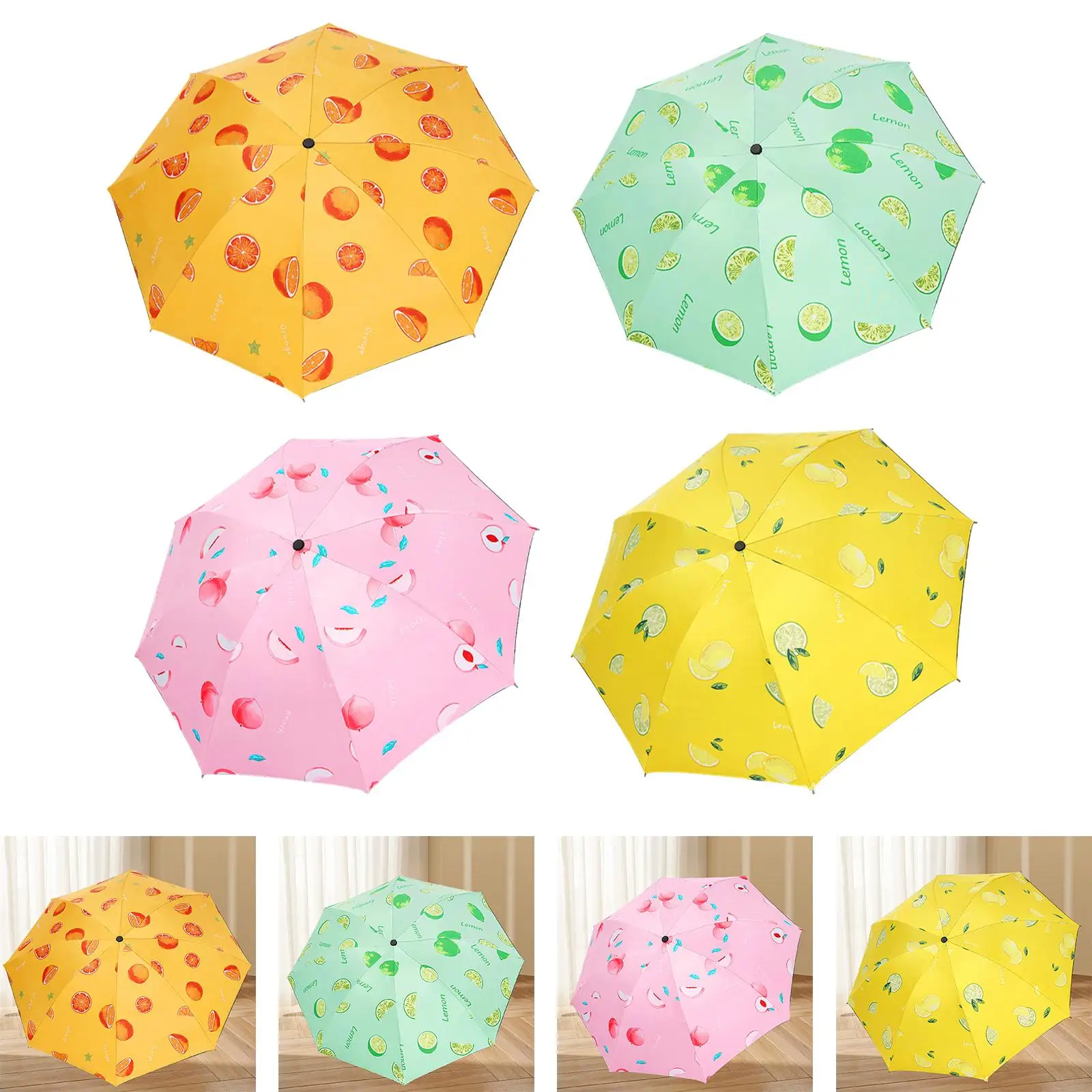 Folding Umbrella Cute Water Resistant Manual Open Compact Sun Rain Umbrella