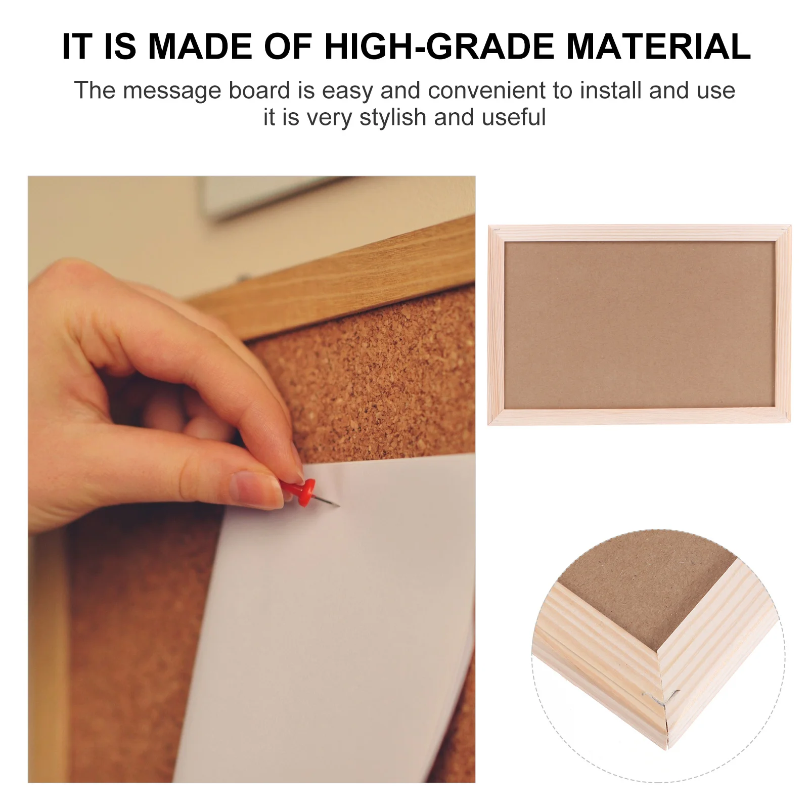 Framed Cork Message Board Wall Mounted Decorative Pin Board for Photos Notes Reminders Kitchen Calendar Organizer