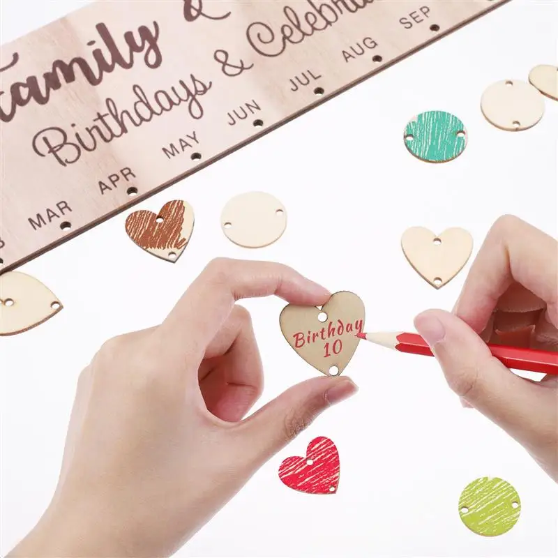 Calendario de madera personalizado Toyvian, tablero de placa de seguimiento de fecha DIY, tablero de calendario de recordatorio de cumpleaños y boda