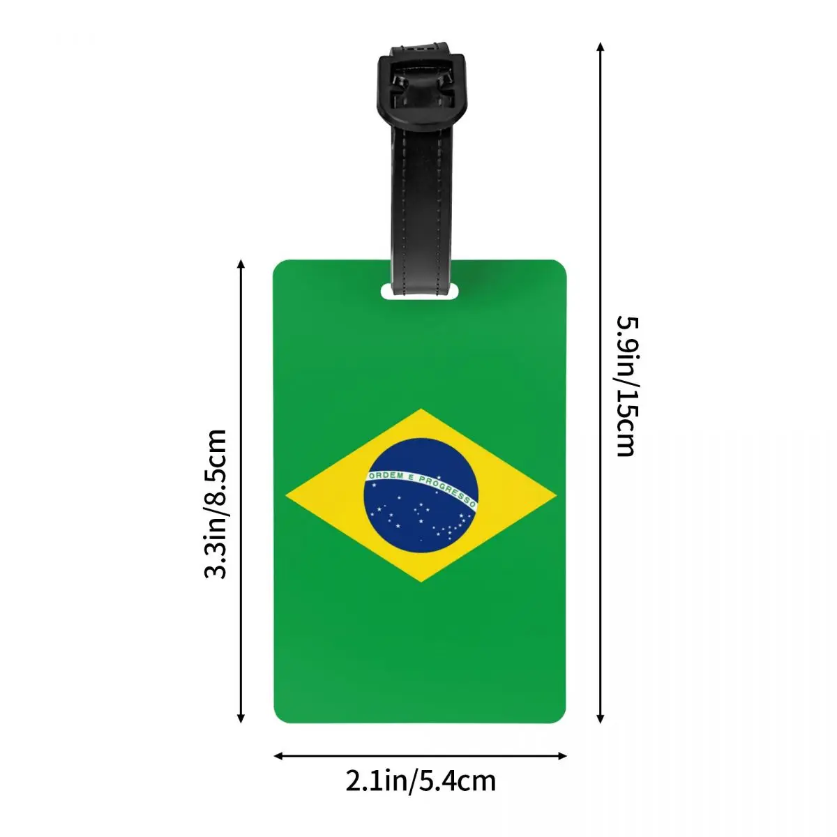 Bandeira do Brasil Bagagem Tag com cartão de nome, Privacidade ID Label Cover, Travel Bag Suitcase, Personalizado