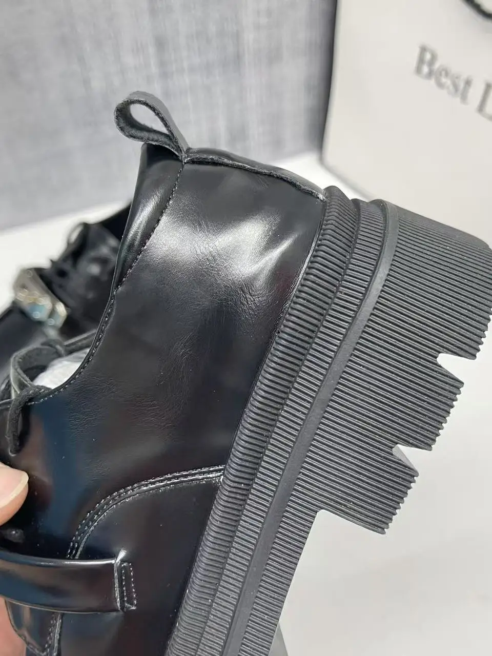 Elevated Thick Bottom Loafers British Style 2026 New Model Laced Lock Buckle Platform Flats Black Women's Single Shoes