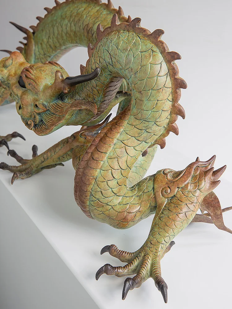 Dragon Ornament Copper Crafts Five-clawed Golden Dragon Green Dragon Zodiac Mascot Desk Ornament Opening Gift